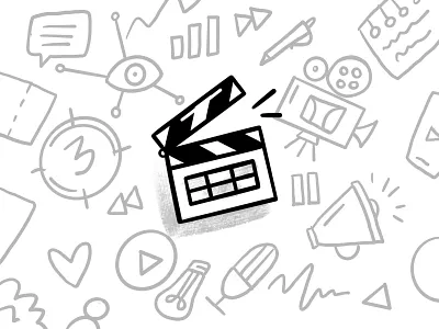 Doodle Video Icons bulb camera darkcube digitalart doodle doodle art freehand handdrawn icons illustration marketing message microphone movie pause play popcorn script ticket video