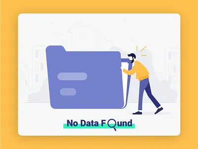 No Data Found cartoon comic art data folder icon illustration man