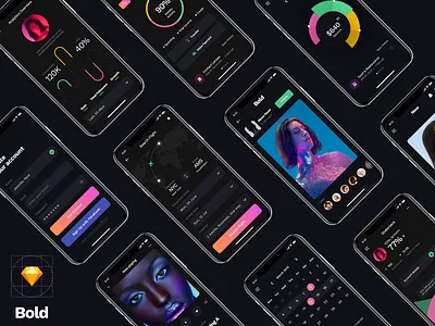 Bold Ui Kit designed for Sketch app banking calendar clean crypto crypto exchange dark design finance flat interface ios minimal mockup tech ui ux wallet