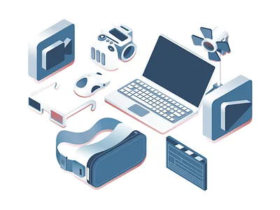 Media Pack Illustration bright color combinations combinations design design exploration illustration illustration pack illustrator isometric media minimal clean design ui ux vector vector art vector illustration visual identity