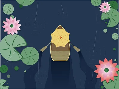 雨中赏荷 插图 插画、ui
