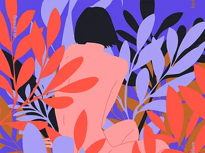 Alone abstract back body composition floral floral background form fragment girl illustration laconic layout lines minimal poster poster a day poster art poster challenge woman woman illustration
