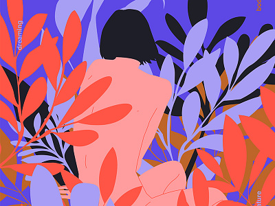 Alone abstract back body composition floral floral background form fragment girl illustration laconic layout lines minimal poster poster a day poster art poster challenge woman woman illustration