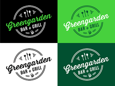 Greengarden Logo apple bar bistro branding branding and identity branding design clean design food and drink green grill hip identity identity design lettering local business logo restaurant logo simple vector