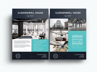 Clerkenwell House by Kitt - London - Flyer Design brand brochure design clerkenwell house elegant farringdon flyer flyer design gray green kitt london office office space