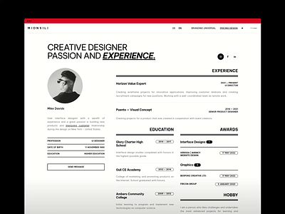 CV / Resume - Website Concept 2023 blog concept cv design minimalist modern portfolio resume ui ux web web design website