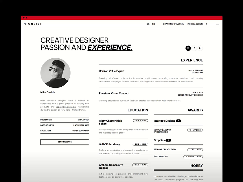 Browse thousands of Simple Cv images for design inspiration | Dribbble