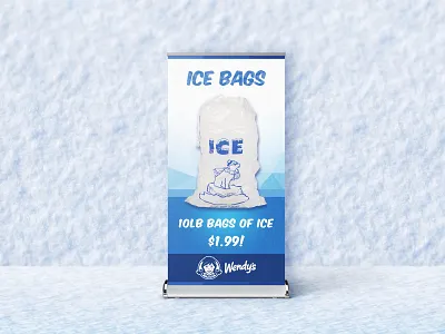 Wendy's Ice Bags - Banner Design banner billboard blue brand dairy queen design fast food ice mcdonalds rollup banner signage wendy wendys