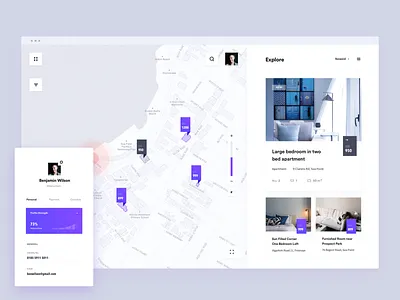 lease for as long as you want brandnew clean design explore list view map map view minimal pin price profile properties real estate simple tenant ui white