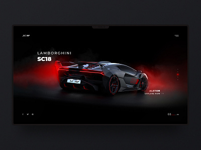 Lamborghini SC18 Alston Landing page concept alston black car car ui dark ui design interaction interaction design lamborghini landing page landing page concept motion red red and black sc18 super car ui uiux ux web