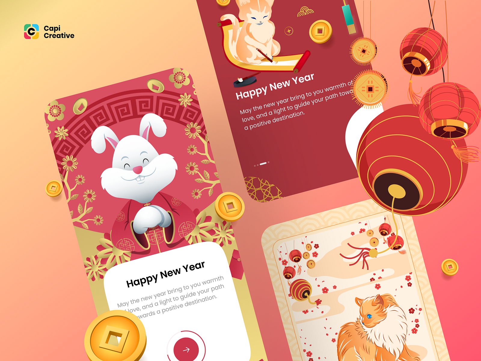 Creating New Year Card App UI Concept by Capi Product on Dribbble image.