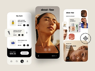 Beauty Product App app beauty clean cosmetics design ecommerce facecare facial femine ios makeup mobile product shop skin skincare store ui ux wellness