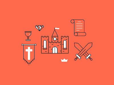 Royal Icons achille castle crown diamond duotone flag flat icon icons illustration lyon royal sword vector