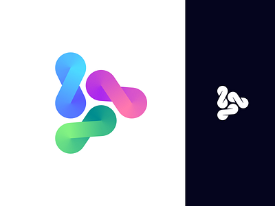Infinite play logo v2 3d motion icon mark forward brand branding identity logo mark data ar math colorfull gradient modern play infinite limitless video science arrow triangle geometric sign learning number app