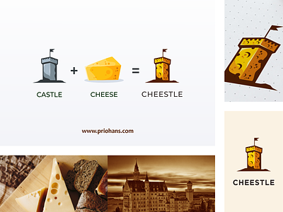 Cheese and Castle Design Combination app brand branding castle castle logo cheese cheese logo color graphic design icon illustration logo prio hans typography ui ux vector web website