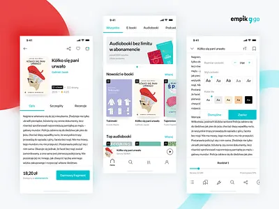 Empik Go app audio app audiobook audiobooks app book books app design ebook home ios iphone x minimal mobile navigation reader tap bar toolbar ui ux