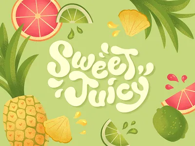 Sweet + Juicy Lettering digitalart fruit goodtype handlettering handmade illustration juicy lettering letters sweet type typographic illustration typography words