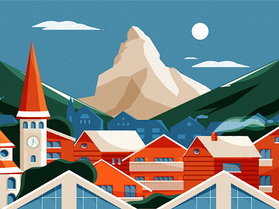 The 10 Most Beautiful Towns You Have To Visit In The Alps editorial editorial illustration french alps illustration illustrator minimal vector