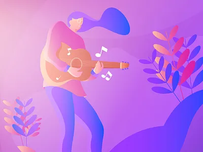 Music illustration app branding design flat gradient icon illustration illustrator isometric mobile music ui vector web website