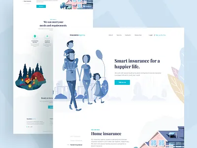 Insurance - landing page concept 2019 trend agency app design clean ui creative homepage insurance company insurance landing page ios landing page landing page minimal mockups product design trendy design ui ux visual design webdesign website