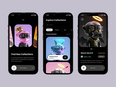 Nxta - Mobile application design for the NFT platform app design application design ios mobile app mobile app design mobile application nft nft platform platform design ui uiux design ux