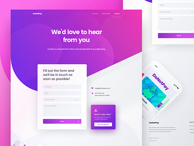 DoNotPay Contact Page ap app store app ui contact form contact page design donotpay iphone landing page money page website