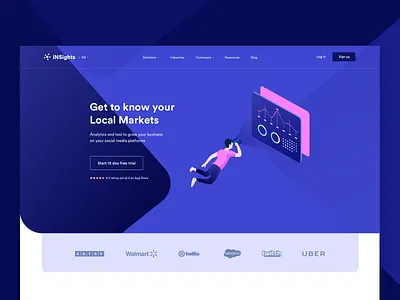 Analytics tool to grow your business blue branding buttons colors creative design google icons illustration interactive landingpage minimal mockups popular trending typography ui uiux vector web