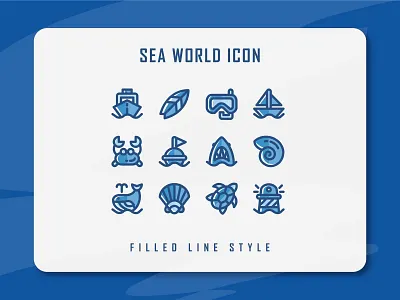 Sea World Icon Set app branding design filled line filled outline flat icon icon a day icon artwork icon set illustration logo minimal sea seaworld ui ux vector web website