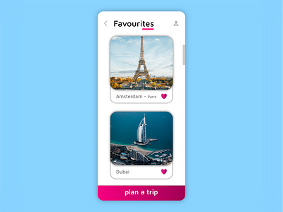 Favourites Design affinitydesigner appdesign daily 100 challenge dailychallenge dailyui dailyui044 dailyuichallenge favourites favourites design madeinaffinity travel travel app ui uidesign webdesign