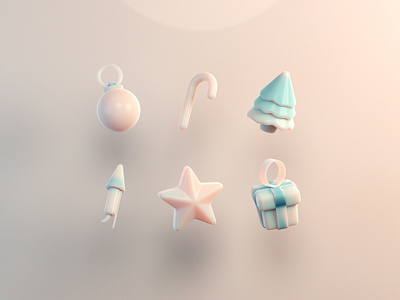 Icon Christmas Set - Clay 3d 3d icons app blender c4d christmas clay cycles decoration icon iconography illustration render rocket star tree typography ui ux white