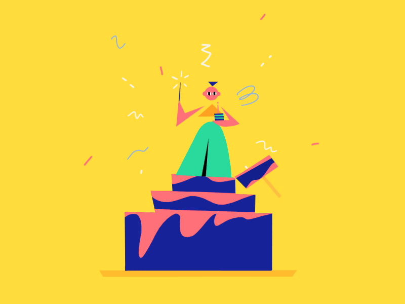 Tinkoff Anniversary animation anniversary cake character clean design gif yellow