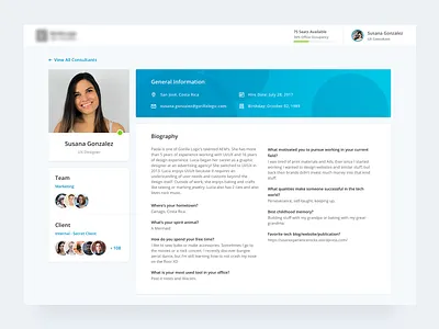 User Profile biography card client dashboad dashboard app design directory people photo professional profile profile card progressbar ui ui ux design user profile
