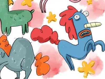 The most magical unicorn! art hand drawn illustration unicorn