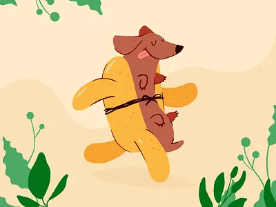 Running hotdog bun dog funky hotdog illustration procreate running sausage wiener wurst