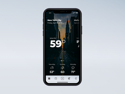 Weather - 037 concept concept art daily ui dark imagetypography design interface iphone xr manhattan minimal minimal app design new york city nyc sketch ui ux design ui inspiration ui8 user interface ux design weather weatherapp