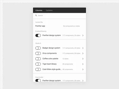 Figma enabled libraries components designsystem figma libraries panther