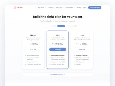 Pricing page refresh 💵 buttons cards plan plus pricing pro starter ui webdesign website