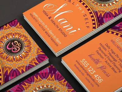 OM Mandala - Pink Orange Business Cards business card business card design business card template graphic design mandala print design