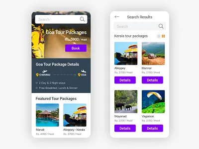 Tour Packages india tourism mobile app ui ux design tour package tourism mobile app tours and travels travel travel package