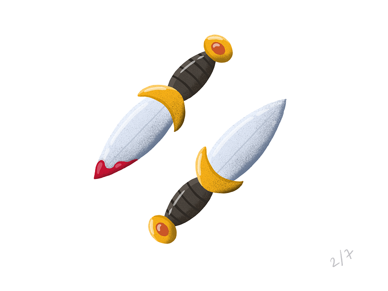 Party of Daggers 2d apple dagger handdone handdrawn illustration knife minimal pen traditional