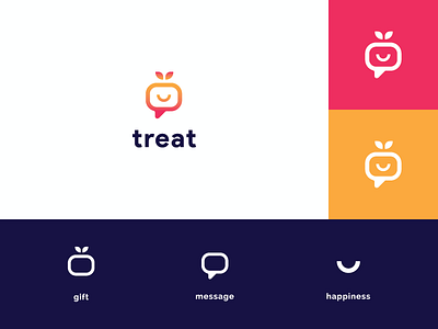 Treat App - Logo Concept #2 app blue brand identity branding concept gift gift app gradient internet logo logo design message app minimalist mobile modern orange treat