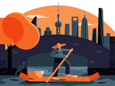 How Shanghai Became China's Economic Powerhouse asia china city design editorial editorial illustration fisherman illustration illustrator shanghai vector