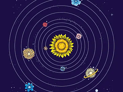 Blooming Universe cute illustration space sun t shirt t shirt tees vector