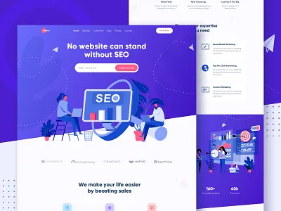 SEO Marketing Agency Landing Page advertising agency colorful corporate creative digital agency gradient illustration landing landing page marketing media seo seo agency startup ui ux website