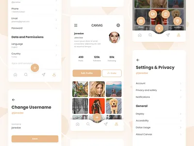 Profile & Settings app clean app design instagram interface photo photo app plus plus menu profile settings simple toggle menu ui ux