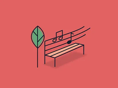 Music In The Park Logo branding branding and identity chair design illustration line art line art logo logo music music notes musical park vector