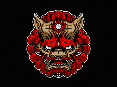 guardian lion illustration vector