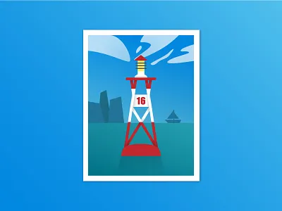 Buoy for Navigation blue sky buoy design illustration journey navigate navigation navigator safety sea travel ui vector
