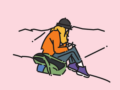 Mountain mountain illust line