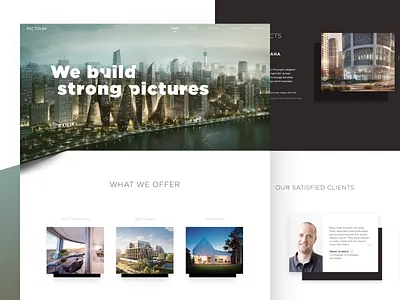 Pictown.co is finally alive 3d 3d model architects cgi homepage landing page model parallax pictown rendering sketch ui ux visualization website